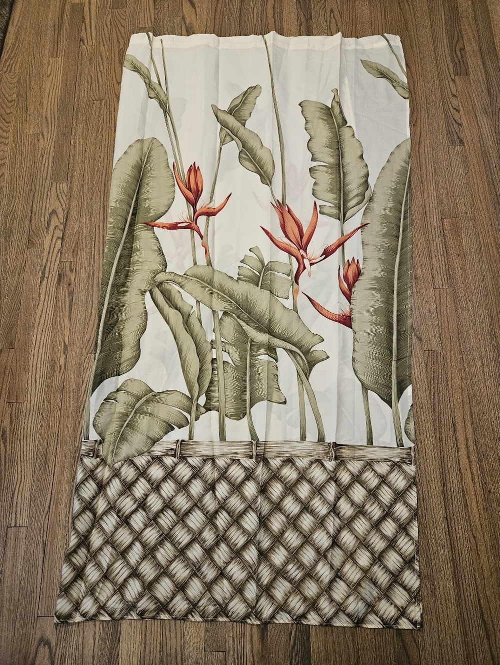 Hawaiian Fabric Shower Curtain with Bird of Paradise Flowers